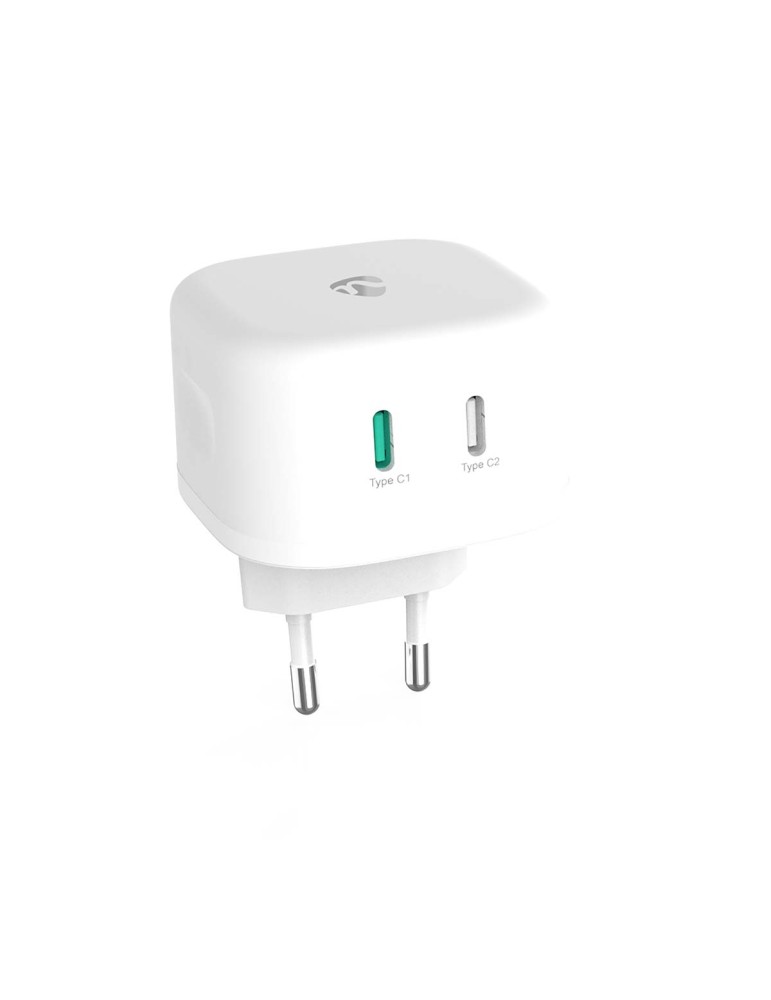 Nedis Netzladegerät | 45 W | GaN | Schnellladefunktion - 2.25 A / 3.0 A | Anzahl der Ausgänge: 2 | 2x USB-C™ | Automatische Span