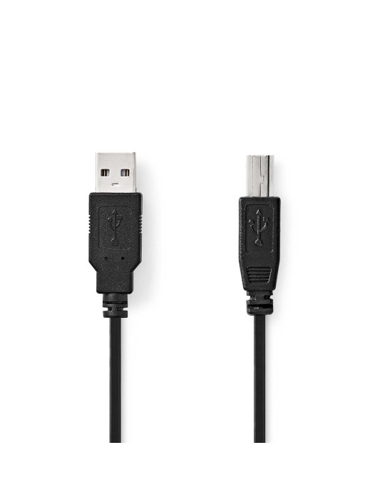 Nedis USB-Kabel | USB 2.0 | USB-A Stecker | USB-B Stecker - 10 W | 480 Mbps | Vernickelt | 1.00 m | Rund | PVC | Schwarz | Label