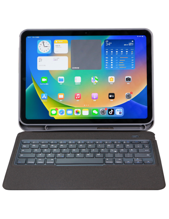Deqster Tasturhülle Slim Keyboard 2 für iPad 10.9" (10. Gen.) Bluetooth, deutsches Layout (QWERTZ)