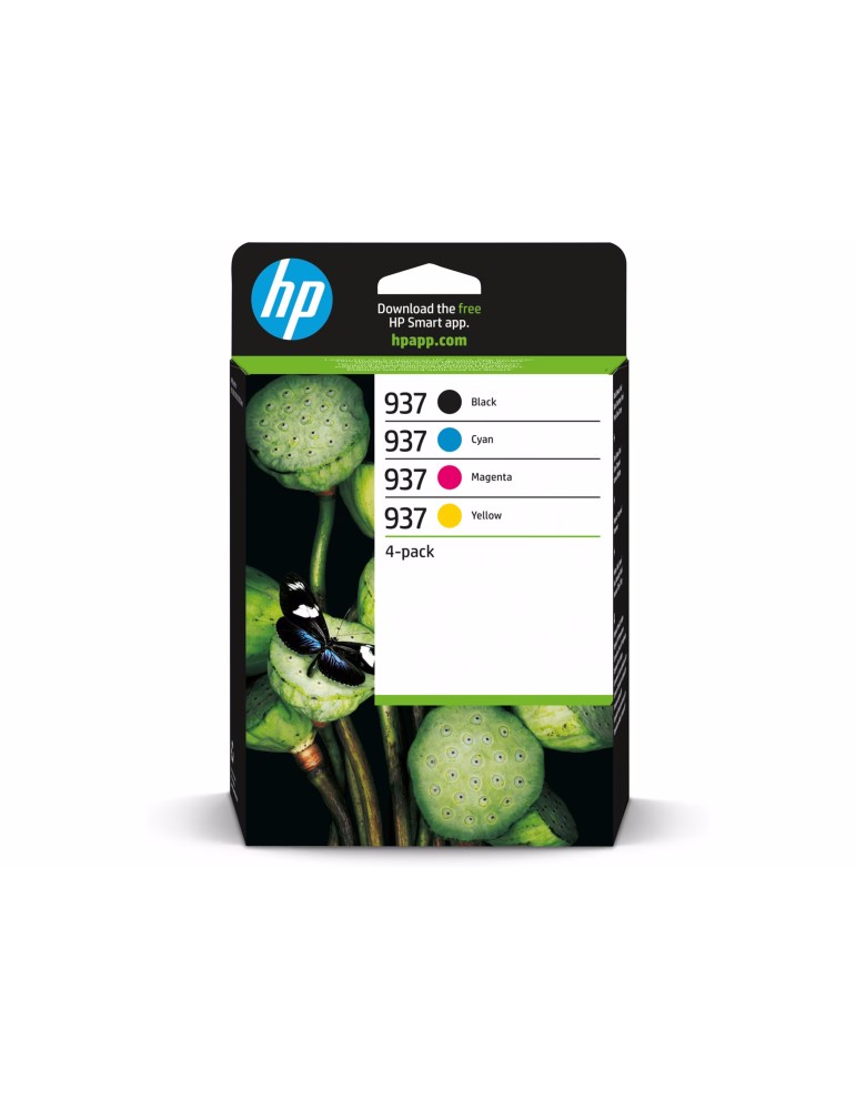 HP 937 (6C400NE) Original Druckerpatrone 4er-Pack Kompatibilität: HP OfficeJet Pro 9000er Serie