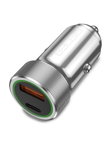PEDEA 20W USB-C (PD) KFZ-Schnellladegerät 12/24V - 2-Ports Mehrfach Handy-Ladegerät mit USB-C und USB-A, silber