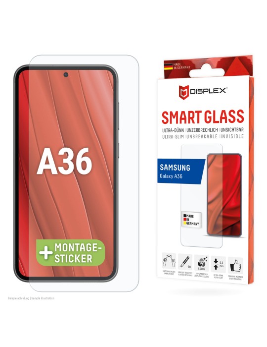 DISPLEX Smart Glasschutzfolie für Samsung Galaxy A36 Kratzer-resistent, Ultra-dünn, Schmutzabweisend