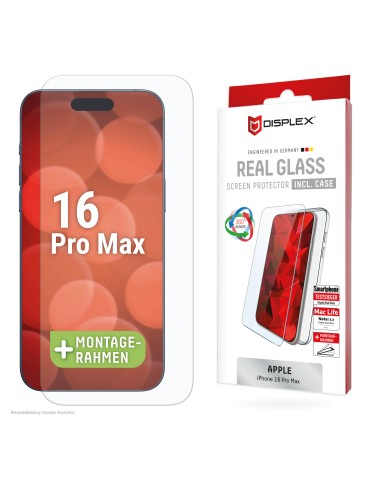 DISPLEX Real Glasschutzfolie + Handyhülle für iPhone 16 Pro Max