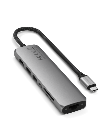 Satechi USB-C 7-in-1 Slim Multiport Adapter with Ethernet Grey