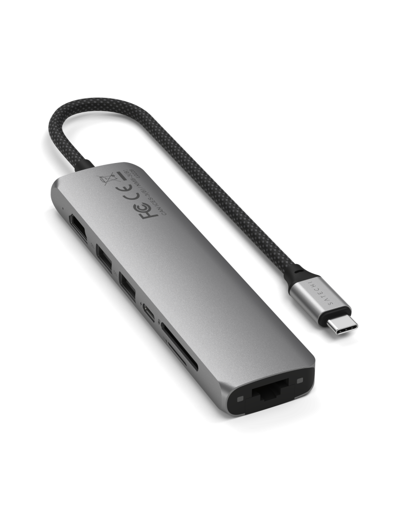 Satechi USB-C 7-in-1 Slim Multiport Adapter with Ethernet Grey