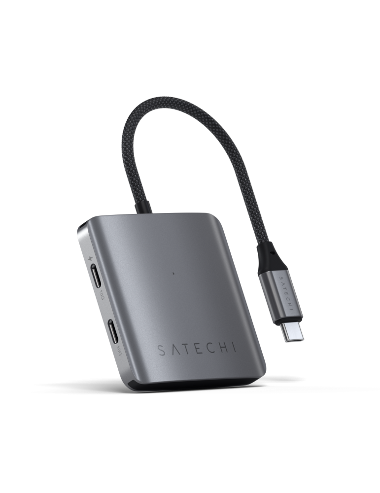 Satechi USB-C PD 4-Port Hub Aluminiumgehäuse, USB-C PD Anschluss zum Laden mit bis zu 100 Watt, 3x USB-C 3.2 Gen 2 Anschlüsse mi