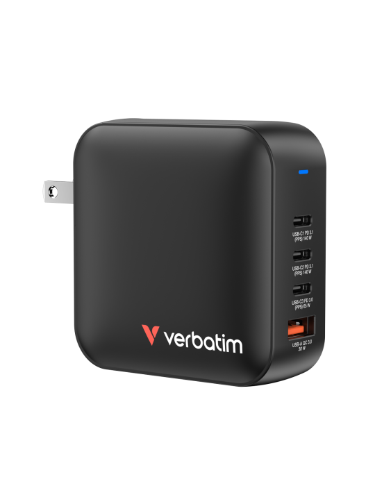 VERBATIM Mini GaN Netzladegerät 165W 4 Port US/EU/UK ADP