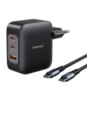 Intenso GaN 100 W Power Adapter Set W100ACC+C520C 100 Watt Netzteil, Zwei USB-C Ports und einen USB-A Anschluss, incl. USB-C zu 