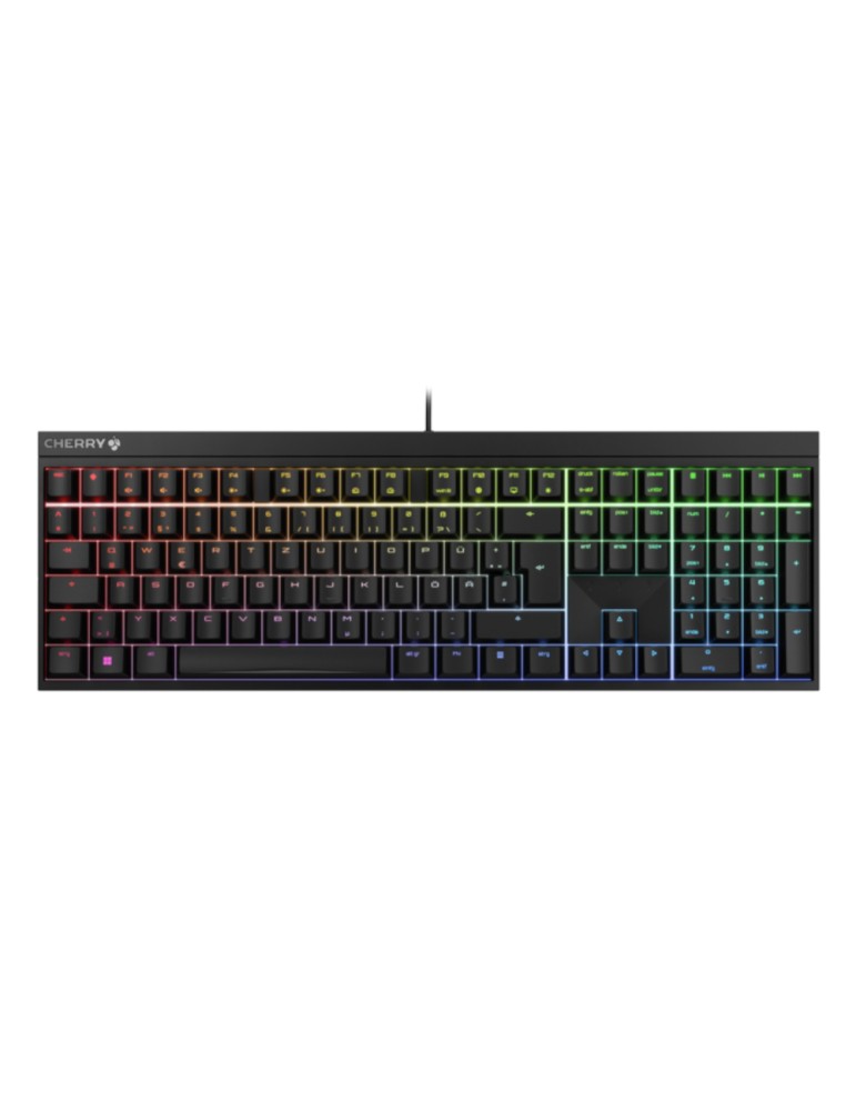 Cherry XTRFY MX 2.0S Gaming-Tastatur, Kabelgebunden, schwarz RGB-Beleuchtung, Gold-Crosspoint-Präzisionsschalter