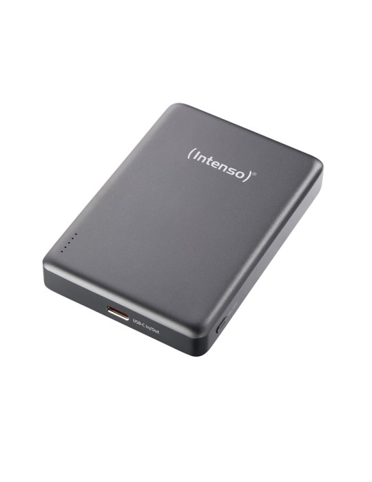 Intenso Powerbank MW10000 Magnetic Wireless, Grau Quick Charge - Funktion, LED Anzeige, MagSafe kompatibel