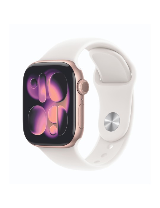Apple Watch Series 11  42mm Roségold Aluminium Gehäuse mit Blassrosa Sport Band - S/M
