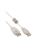 InLine® USB 2.0 Verlängerung, Stecker/Buchse, Typ-A transparent, mit Ferritkern, 3m