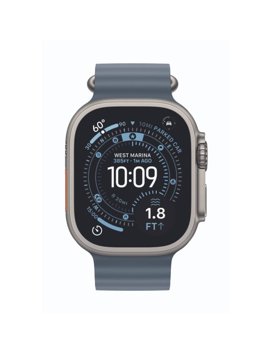 Apple Watch Ultra 3 Cellular 49mm Natur Titan Gehäuse mit Maritimblau Ocean Band