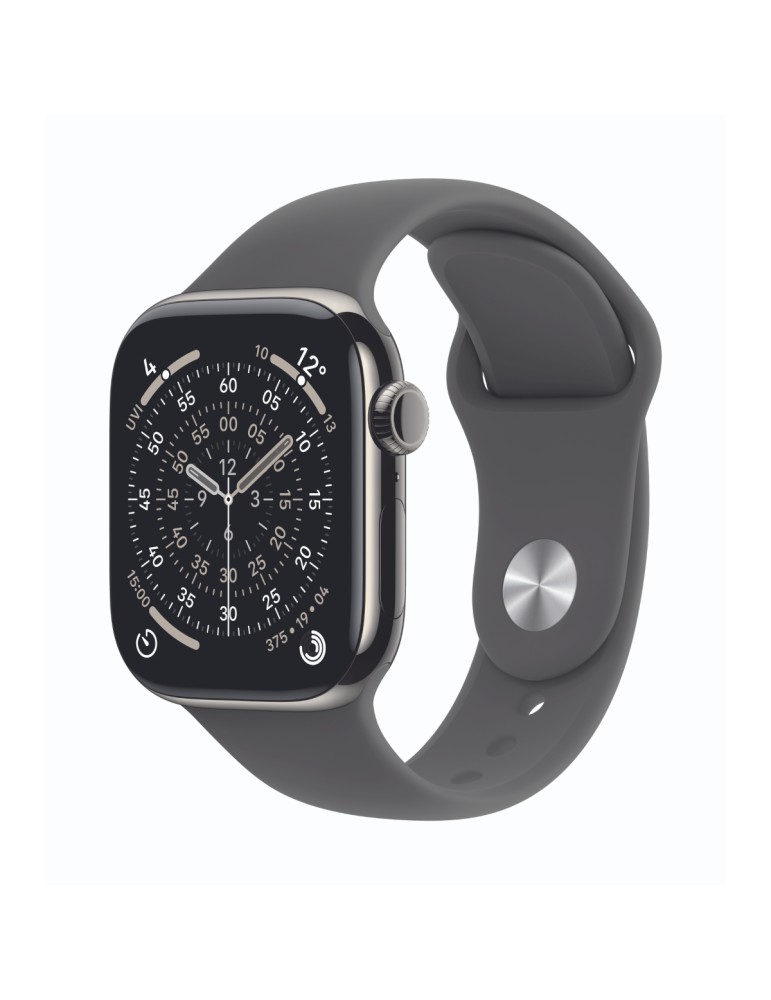 Apple Watch Series 11 Cellular 42mm Natur Titan Gehäuse mit Steingrau Sport Band - M/L