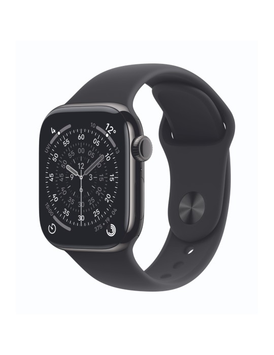 Apple Watch Series 11 Cellular 42mm Schiefer Titan Gehäuse mit Schwarz Sport Band - M/L