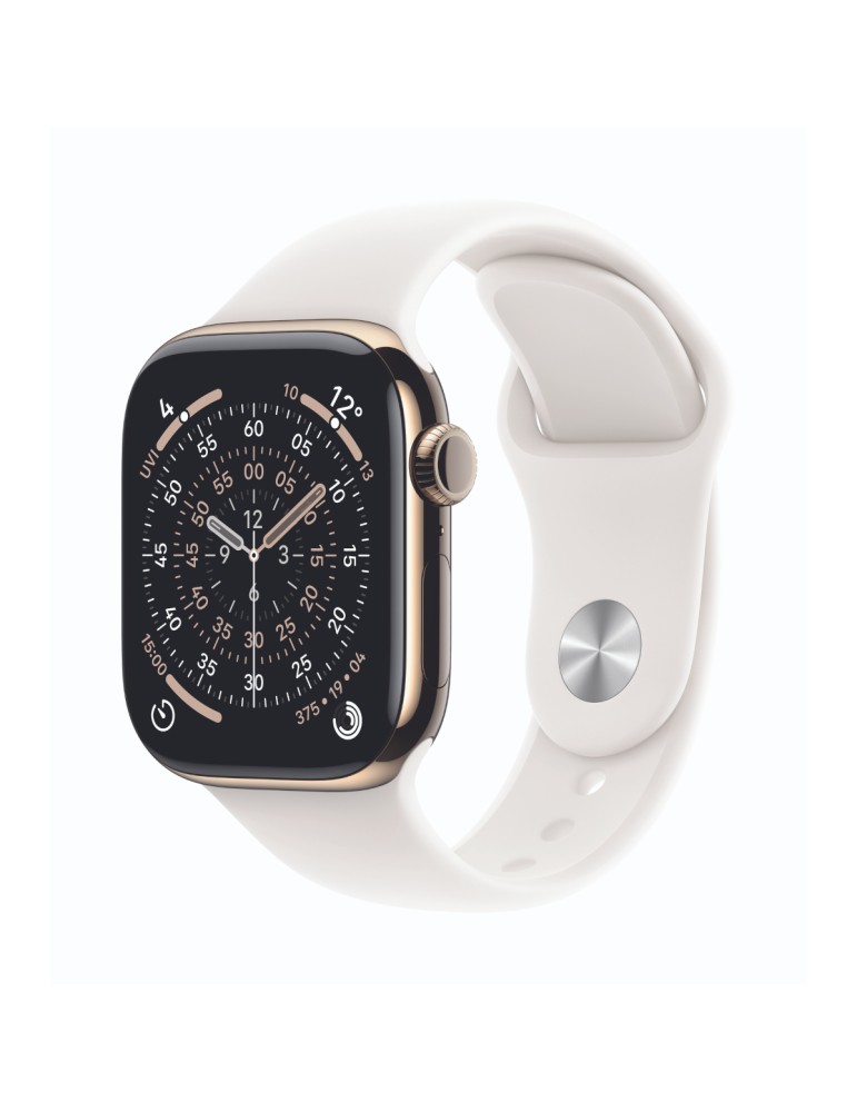 Apple Watch Series 11 Cellular 42mm Gold Titan Gehäuse mit Blassrosa Sport Band - M/L