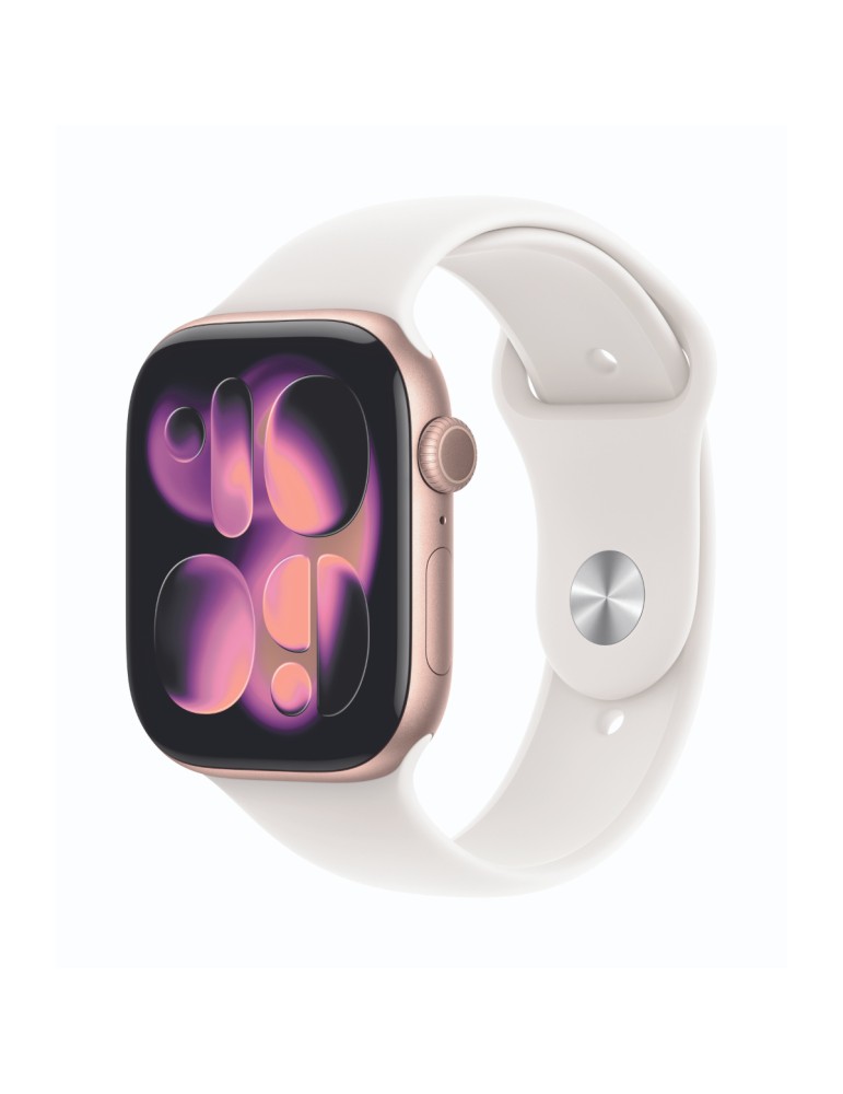 Apple Watch Series 11 Cellular 46mm Roségold Aluminium Gehäuse mit Blassrosa Sport Band - M/L