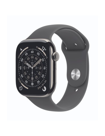 Apple Watch Series 11 Cellular 46mm Natur Titan Gehäuse mit Steingrau Sport Band - S/M