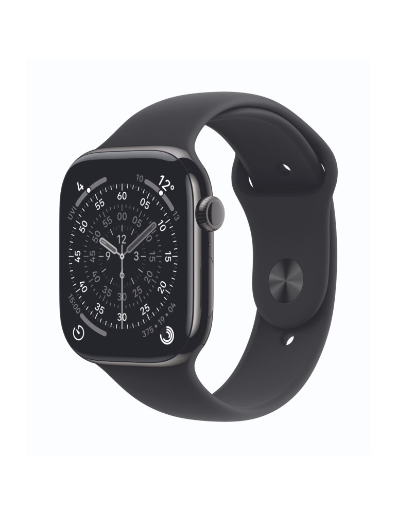Apple Watch Series 11 Cellular 46mm Schiefer Titan Gehäuse mit Schwarz Sport Band - M/L