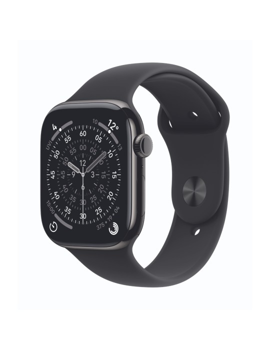 Apple Watch Series 11 Cellular 46mm Schiefer Titan Gehäuse mit Schwarz Sport Band - M/L