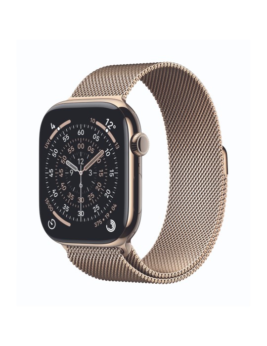 Apple Watch Series 11 Cellular 46mm Gold Titan Gehäuse mit Gold Milanaise Armband - M/L