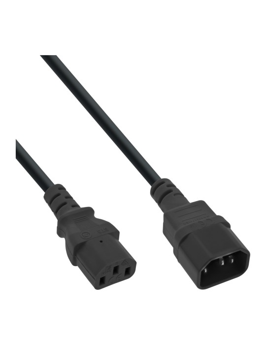 InLine® Kaltgeräteverlängerung, C13 auf C14, schwarz, 0,5m