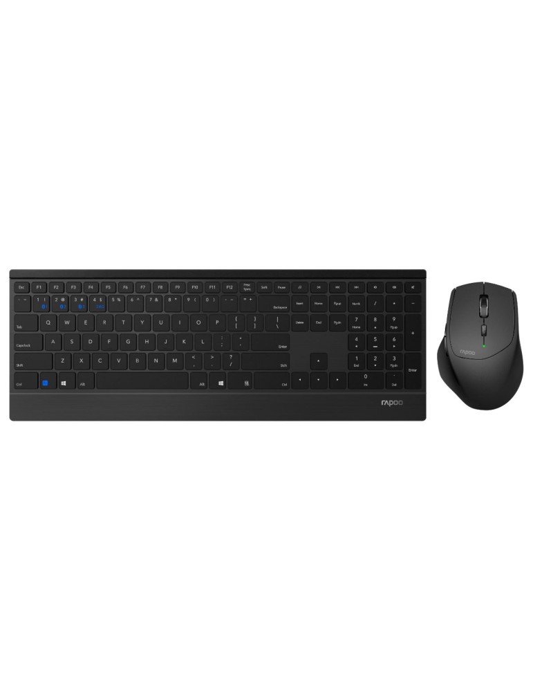 Rapoo Kabelloses Multi-Mode-Deskset "9500M", Black Ultraflaches 4,5-mm-Design - kabellose Multimodus-Verbindung - Tastaturlayout