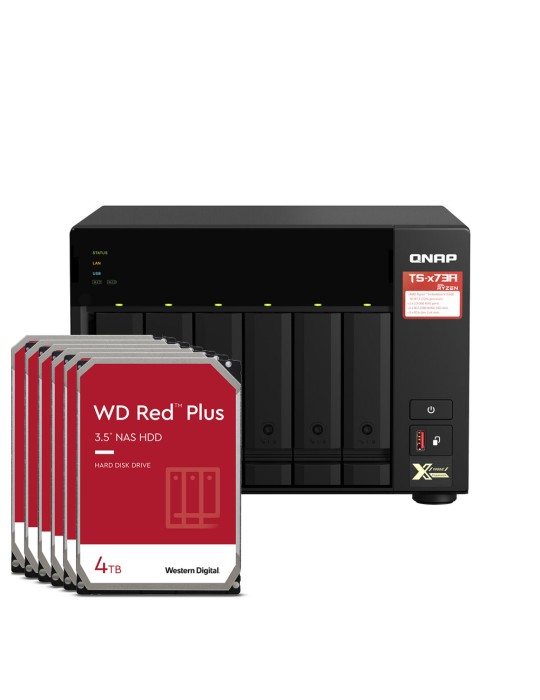QNAP TS-673A-8G 24TB WD Red Plus NAS-Bundle NAS inkl. 6x 4TB WD Red Plus 3.5 Zoll SATA Festplatte