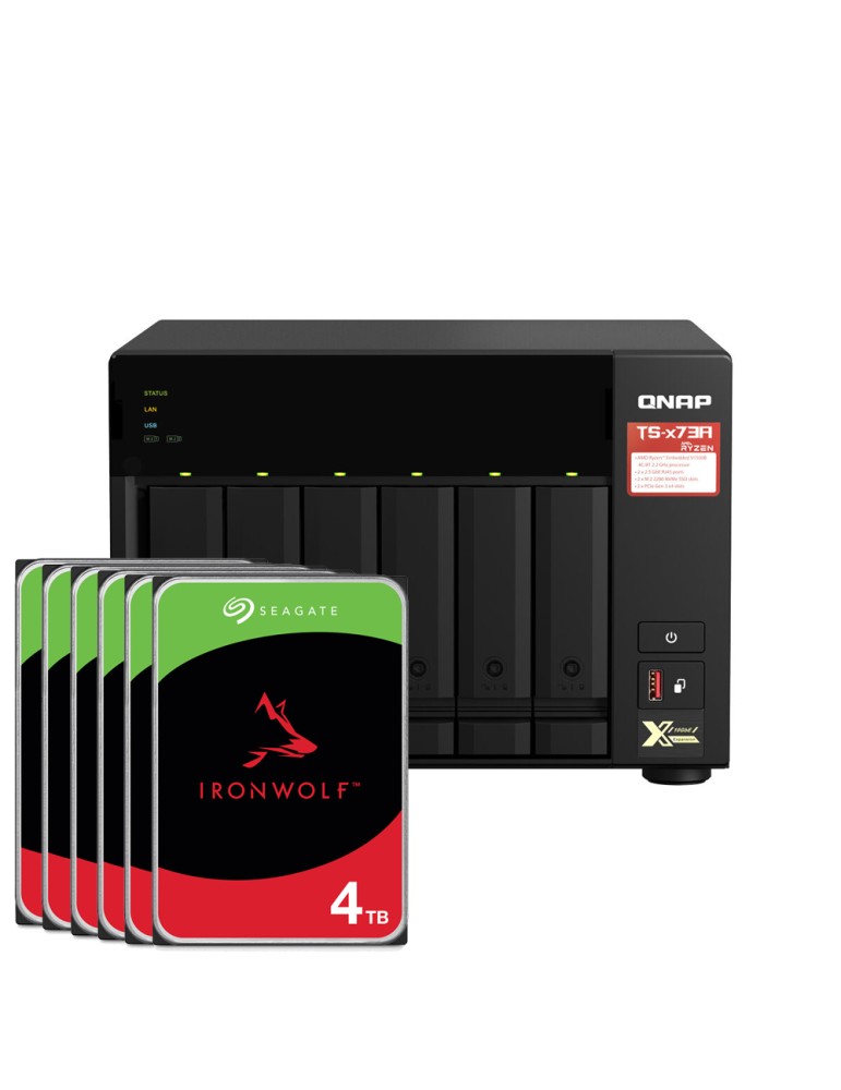 QNAP TS-673A-8G 24TB Seagate IronWolf NAS-Bundle NAS inkl. 6x 4TB Seagate IronWolf 3.5 Zoll SATA Festplatte