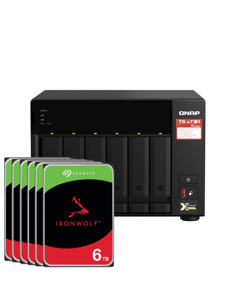 QNAP TS-673A-8G 36TB Seagate IronWolf NAS-Bundle NAS inkl. 6x 6TB Seagate IronWolf 3.5 Zoll SATA Festplatte