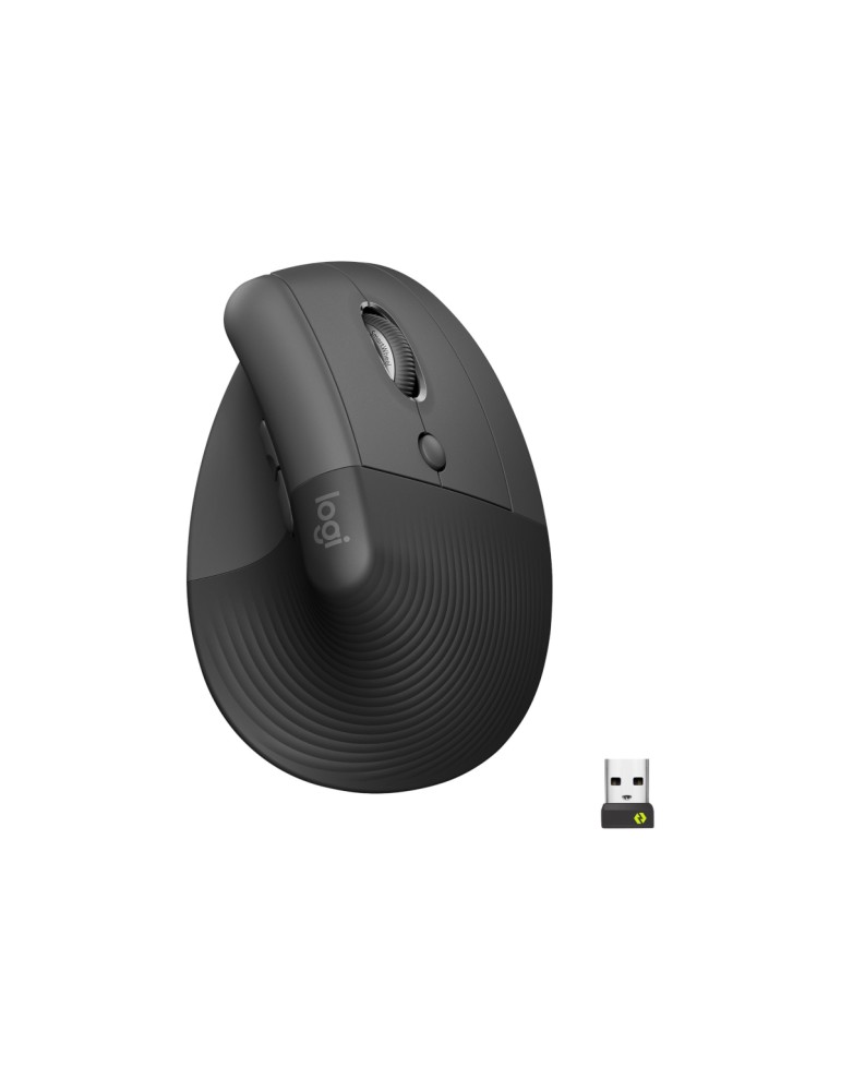 Logitech Mouse Wireless Lift for Business - Vertikale Maus Ergonomisch geformt, Für Rechtshänder, Graphit