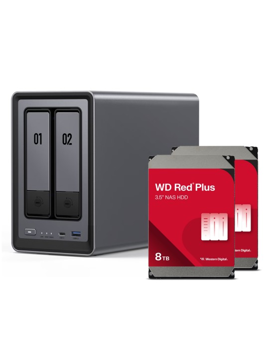 UGREEN DXP2800 16TB WD Red Plus NAS-Bundle NAS inkl. 2x 4TB WD Red Pro 3.5 Zoll SATA Festplatte