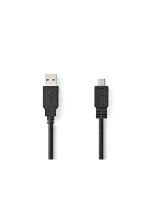 Nedis USB-Kabel USB 2.0 | USB-A Stecker | USB Micro-B Stecker | 480 Mbps | Vernickelt | 3.00 m | rund | PVC | Schwarz | Box