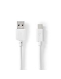 Nedis USB 3.2 Gen 2 | USB-A Stecker | USB-C™ Stecker | 60 W | 10 Gbps | Vernickelt | 1.00 m | rund | PVC | Weiss | Box