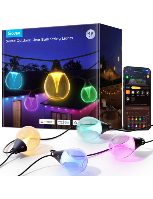 Govee - LED RGBICW Dimmbare Outdoor-Deko-Lichterkette - 16m Gesamtlänge