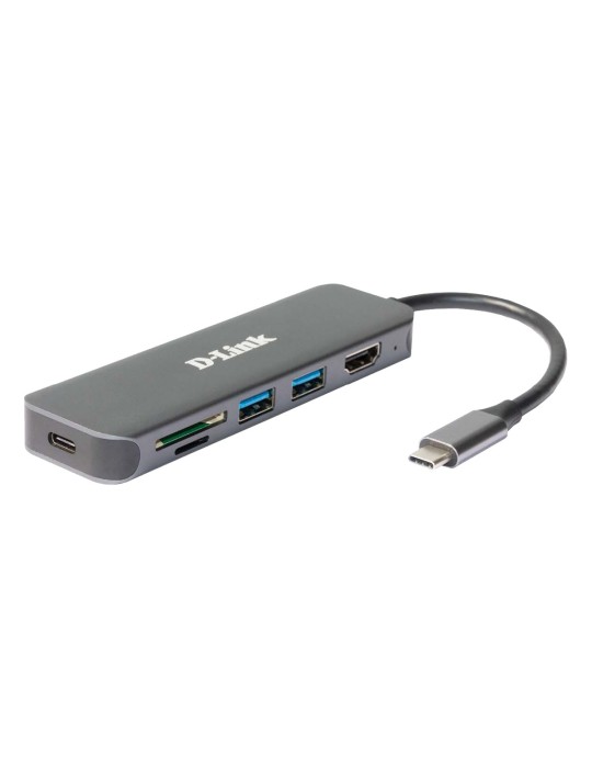 D-Link DUB-2327 USB-Hub mit HDMI, Kartenleser und Ladefunktion 1x USB-C mit PD, 2x USB-A 3.0, 1x HDMI 1.4, 1x microSD Slot, 1x S