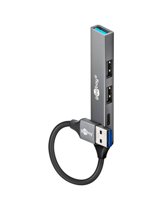 Goobay Slim 4-Port USB-Hub, USB-A auf USB-C™/USB-A, 5 Gbit/s