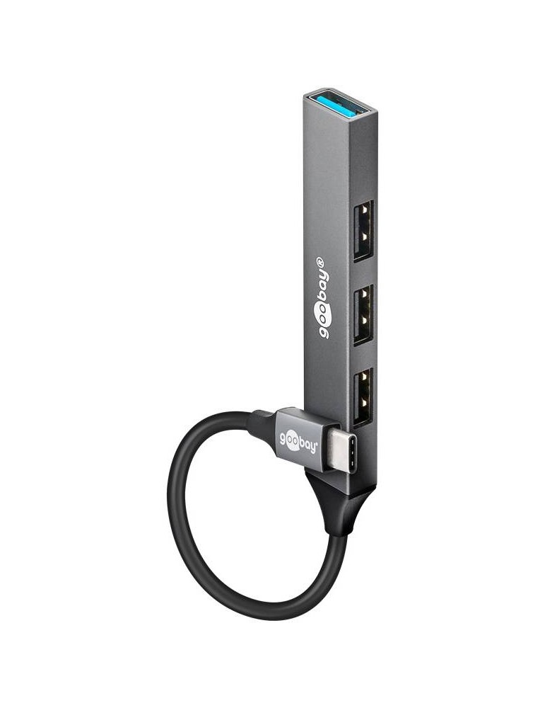 Goobay Slim 4-Port USB-Hub, USB-C™ auf USB-A, 5 Gbit/s