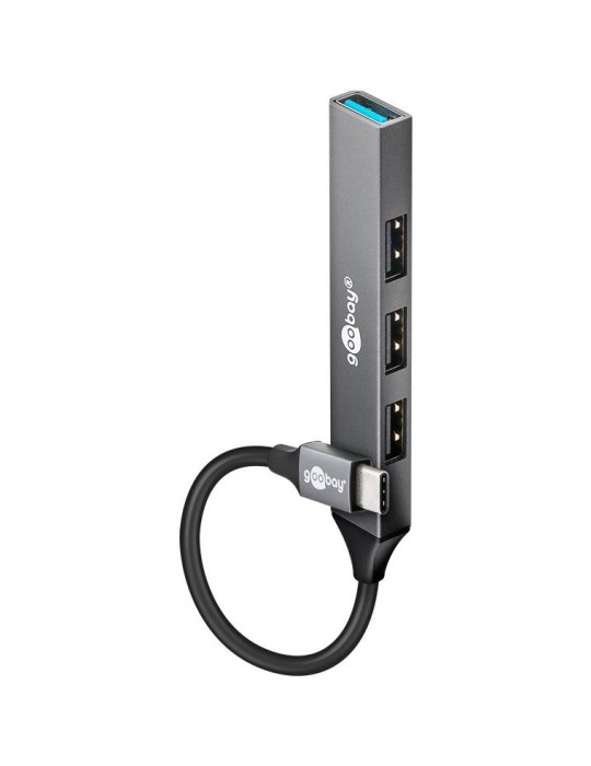 Goobay Slim 4-Port USB-Hub, USB-C™ auf USB-A, 5 Gbit/s