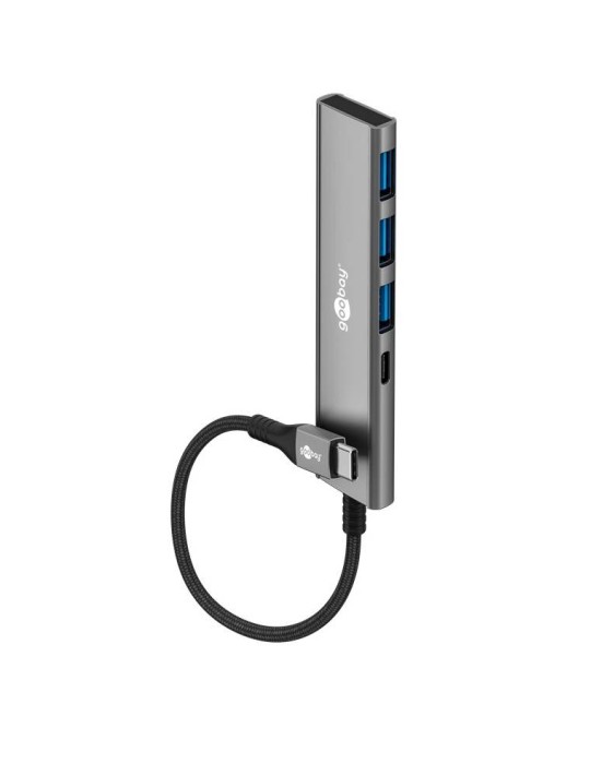 Goobay Slim 4-Port USB-Hub, USB-C™ auf USB-C™/USB-A, 5 Gbit/s