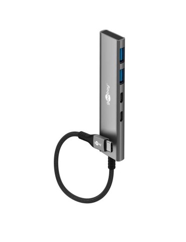 Goobay Slim 4-Port USB-Hub, USB-C™ auf USB-C™/USB-A, 5 Gbit/s