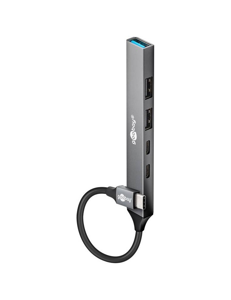 Goobay Slim 5-Port USB-Hub, USB-C™ auf USB-C™/USB-A, 5 Gbit/s