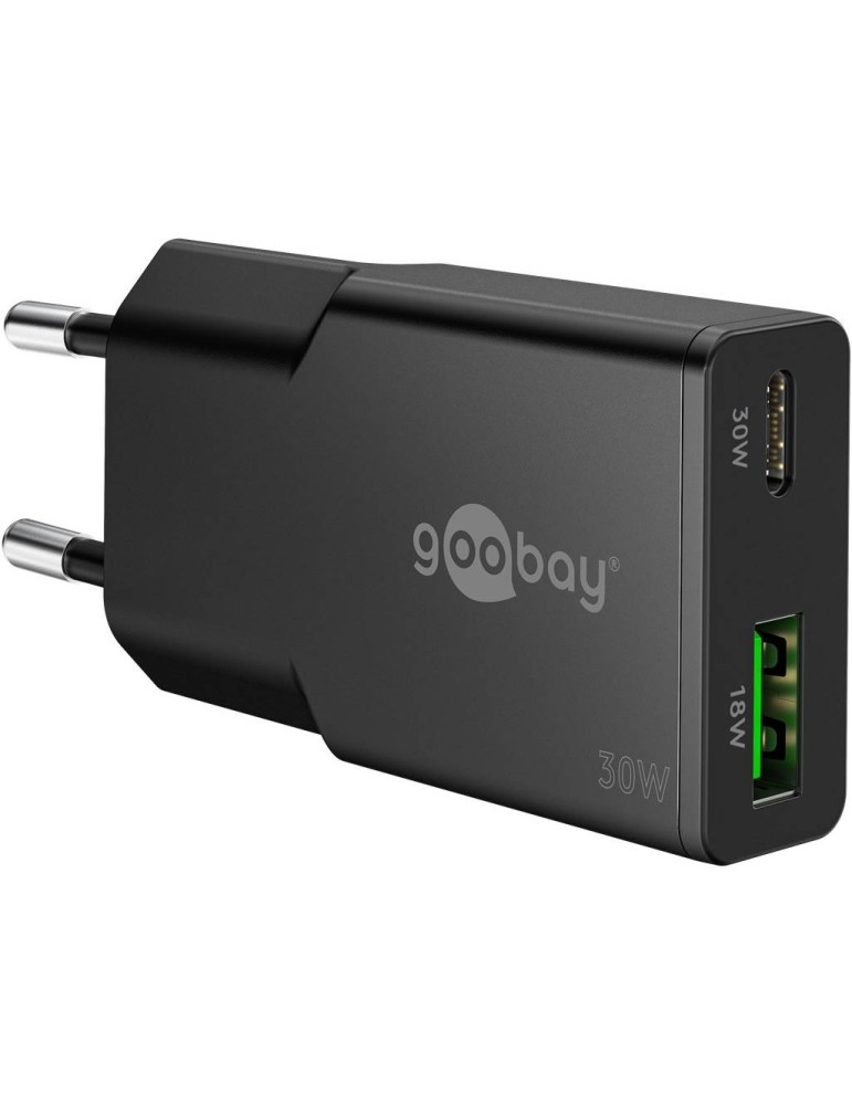 Goobay USB-C™ PD GaN Dual-Schnellladegerät Slim (30 W) schwarz