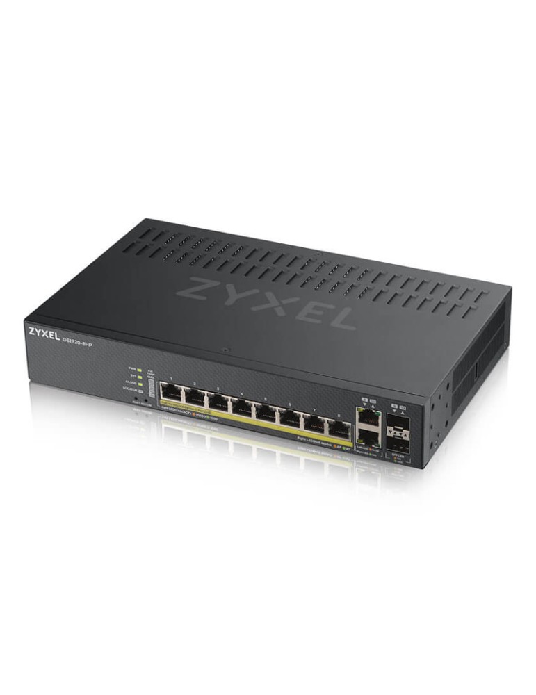 Zyxel GS1920-8HP V2 Smart Managed Switch 8x Gigabit Ethernet (8x PoE+, max. 130 Watt), 2x GbE/SFP Combo