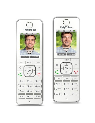 2er Pack FRITZ!Fon C6 DECT-Telefon, Weiß [Farbdisplay 180 ppi, beleuchtete Tastatur]