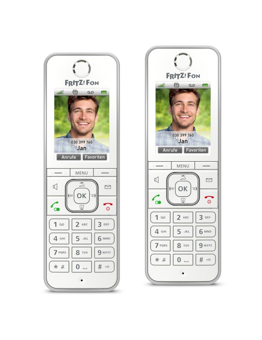 2er Pack FRITZ!Fon C6 DECT-Telefon, Weiß [Farbdisplay 180 ppi, beleuchtete Tastatur]
