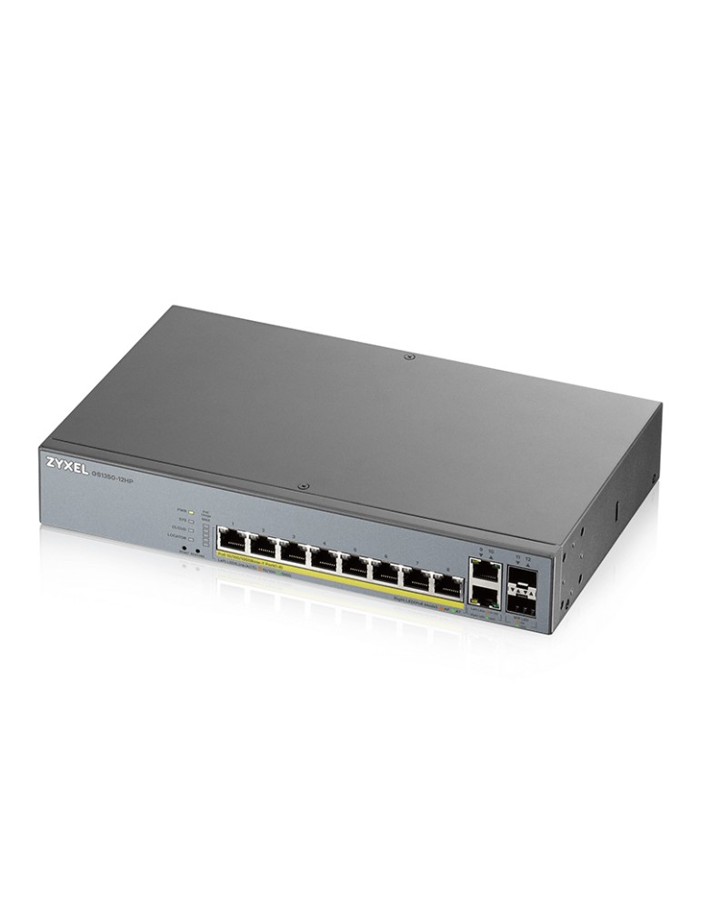 Zyxel GS1350-12HP Smart Managed Switch 10x Gigabit Ethernet (8x PoE+ max. 130 Watt), 2x SFP, Long Range, inkl. 1 Jahr Nebula Pro