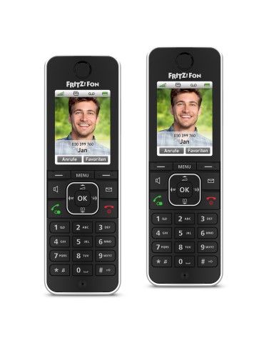 2er Pack FRITZ!Fon C6 DECT-Telefon, Schwarz [Farbdisplay 180 ppi, beleuchtete Tastatur]
