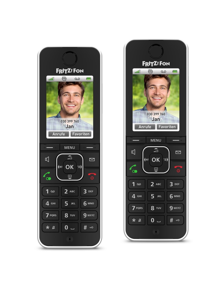 2er Pack FRITZ!Fon C6 DECT-Telefon, Schwarz [Farbdisplay 180 ppi, beleuchtete Tastatur]