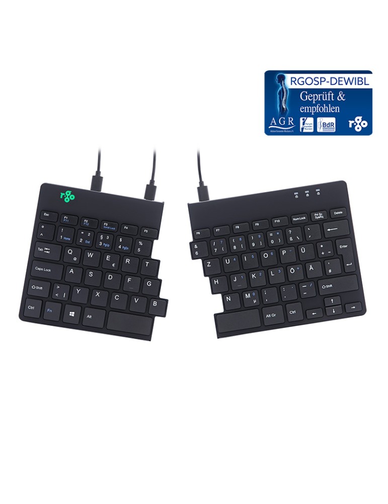 R-Go Split Break Ergonomische Tastatur, QWERTZ (DE) - schwarz, kabelgebunden